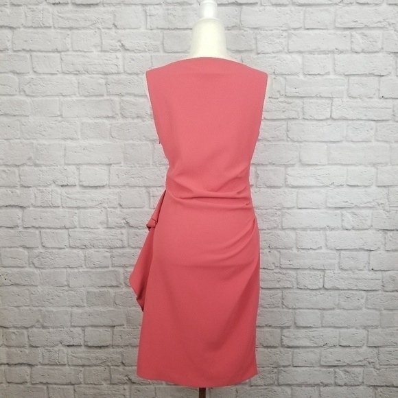 Love Moschino coral pink ruched ruffle side dress sleeveless women's size 8 - Picture 6 of 9